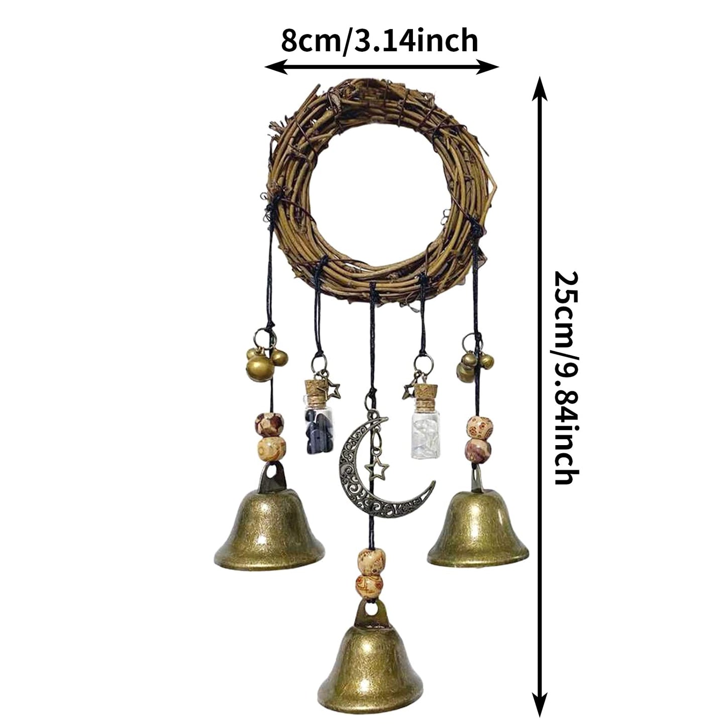 Witch Bells Magical Wind Chimes, Hanger Witchcraft Decor, Crystal Quartz Hanging Pendant Decor