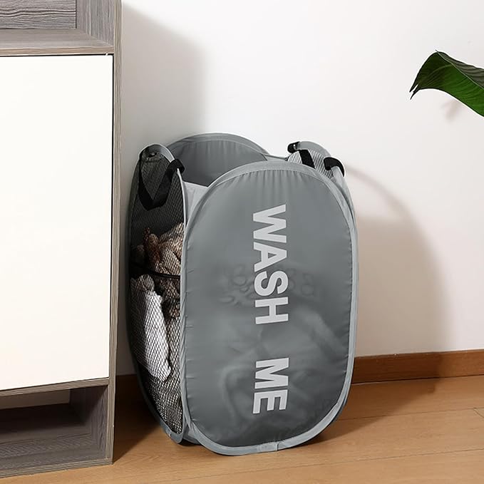Collapsible Mesh Pop Up Laundry Hamper 2Pack Foldable Laundry Basket