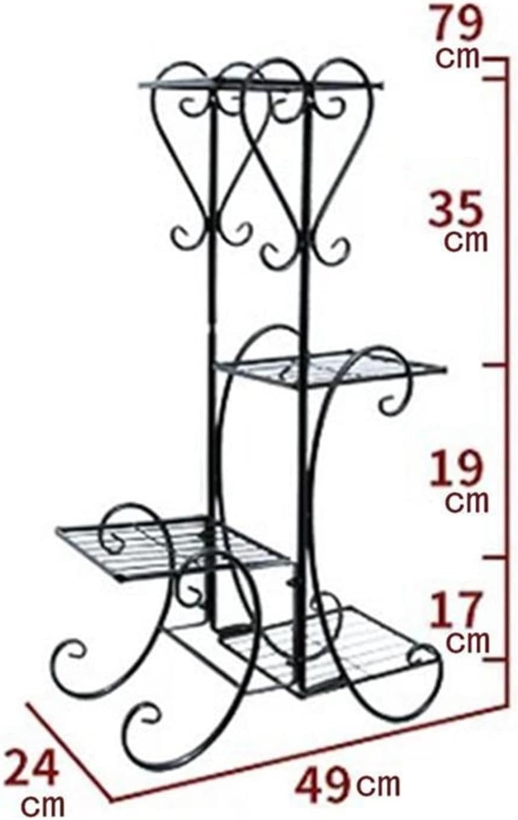 YEDECOR Plant Stand, Heavy Duty Metal Planter Holder Indoor Outdoor, 4 Tier Flower Pot Display Rack, Corner Plant Shelf for Garden Patio Living Room Flower Stand,Black