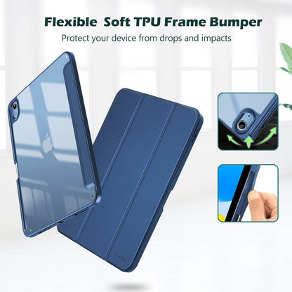 ProCase for iPad (A16) 11th Generation 11 Inch 2025/10th Generation 10.9 Inch 2022 Case with Pencil Holder, Hybrid iPad 11 10 Case with Clear Back, Supports Auto Wake/Sleep -Navy