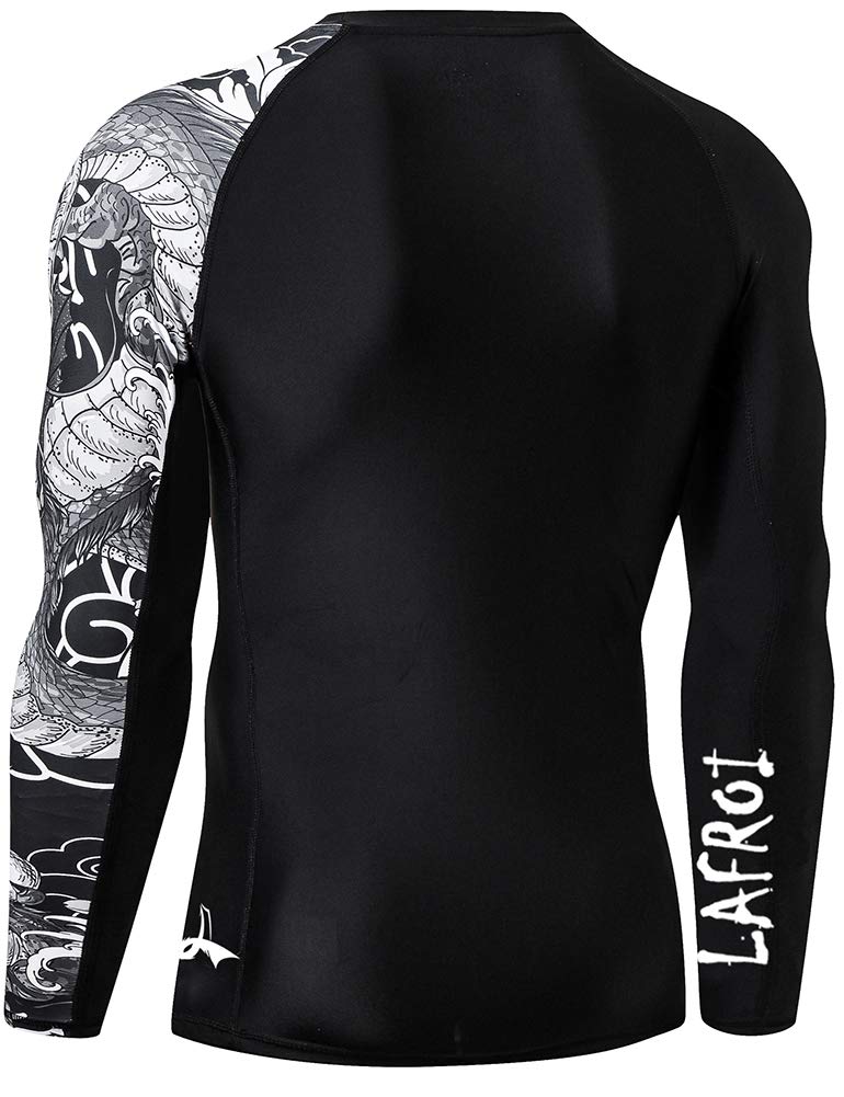 LAFROI Men's Long Sleeve UPF 50+ Baselayer Skins Performance Fit Compression Rash Guard-CLYYB Asym Dragon Size MD