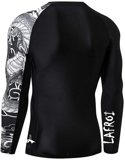LAFROI Men's Long Sleeve UPF 50+ Baselayer Skins Performance Fit Compression Rash Guard-CLYYB Asym Dragon Size MD