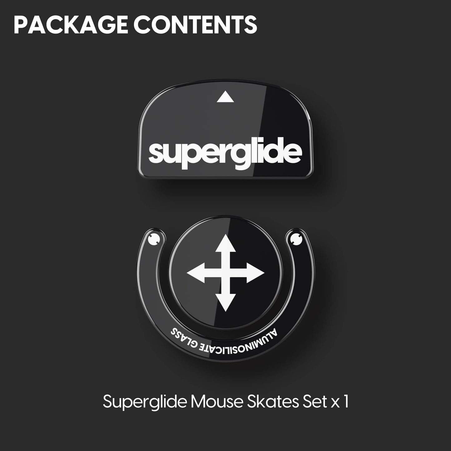 Superglide Glass Mouse Skates - Super Smooth Glide, Polished Round Edge, Super Fast Gaming Mouse Feet with Durable Sole for Logitech G Pro X Superlight1 (Type-S, Black)