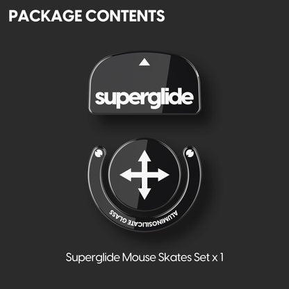 Superglide Glass Mouse Skates - Super Smooth Glide, Polished Round Edge, Super Fast Gaming Mouse Feet with Durable Sole for Logitech G Pro X Superlight1 (Type-S, Black)
