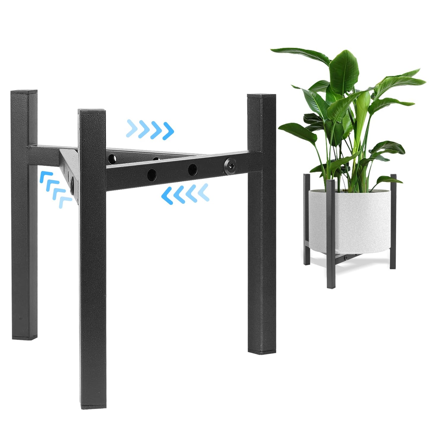 Airpark Plant Stand Indoor Adjustable, Metal Modern Plant Stand, Heavy Duty Stable Plant, Fit 8-12 inch Pots, Number of Items-2, Color-Black (Pot & Plant Not Included)