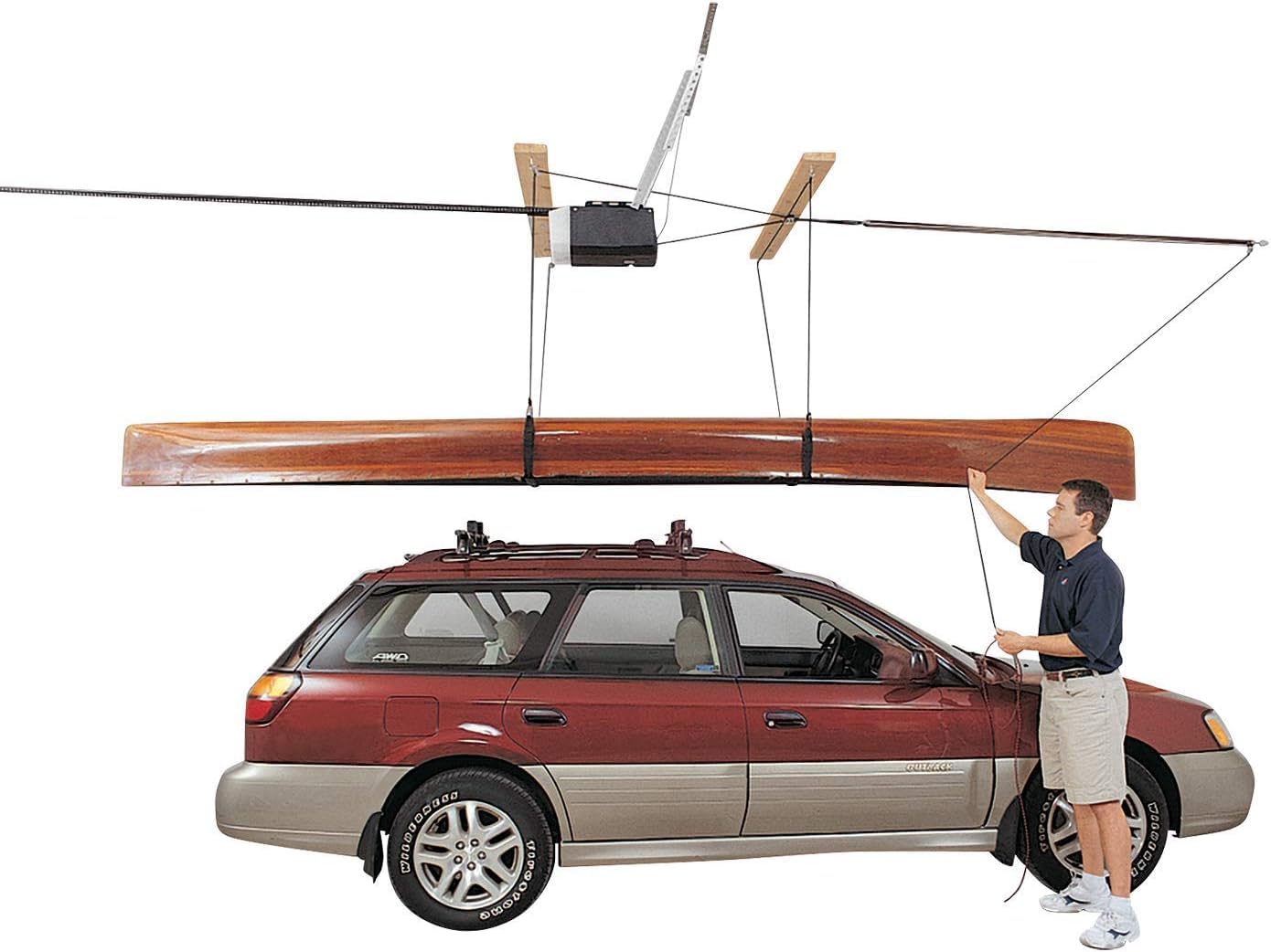 HARKEN Hoister Lightweight Cargo Carrier Overhead Garage Storage 4-Point Hoist System for 60lb Carriers, Kayaks, Canoes, Storage (60lb max load,16ft.Ceiling), Model 7801.16