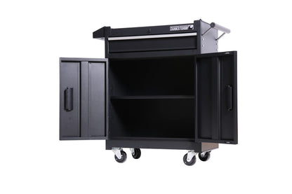 TANKSTORM 1 Drawer Tool Chest Heavy Duty Cart Steel Rolling Tool Box with Lockable Doors (TZ8 Black)