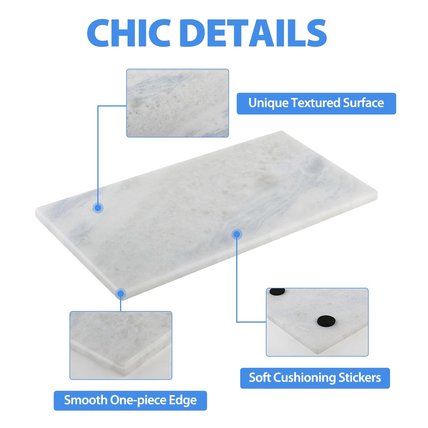 Koville African Natural Marble Board for Kitchen Pastry Bread, 12" x 6" Genuine Stone Slab, Marble Tray Cheese Board for Counter, Bathroom Trays Perfume Tray Jewelry Candle Plate (Namib Fantasy)