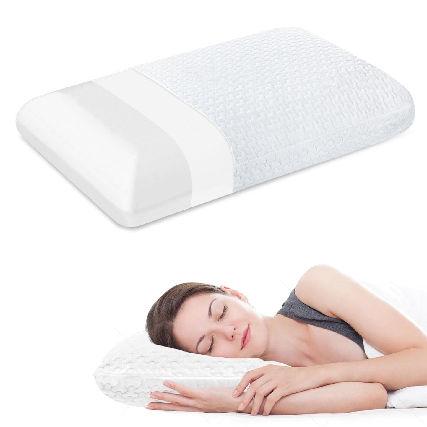 BDTFO High Density Memory Foam Pillow | Classic Support For Neck Shoulder Pain, Ergonomic Orthopedic Cervical Pillow for Sleeping, Removable, Machine Washable Cover