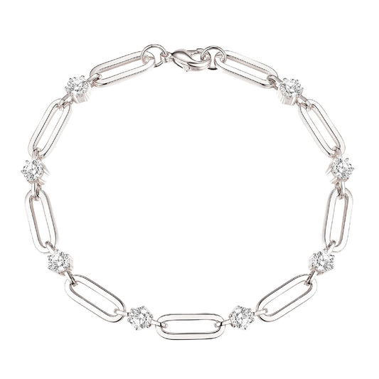 shinelab Paperclip Bracelet for Women Couple Bracelets with CZ Chain Strand Jewelry Gift for Girls_7.5inches