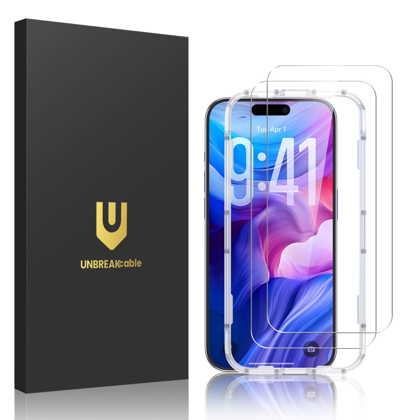 UNBREAKcable 2-Pack Screen Protector for iPhone 16e/13/13 Pro/14, Double Shatterproof Tempered Glass [Easy Installation] [9H Hardness] [99.99% HD] [Case Friendly] for Apple 13 Pro/13/14/16e 6.1 inch