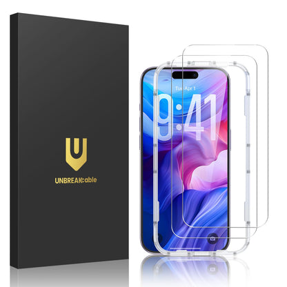 UNBREAKcable 2-Pack Screen Protector for iPhone 16e/13/13 Pro/14, Double Shatterproof Tempered Glass [Easy Installation] [9H Hardness] [99.99% HD] [Case Friendly] for Apple 13 Pro/13/14/16e 6.1 inch