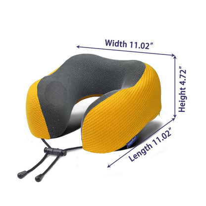 napfun Neck Pillow for Traveling, Upgraded Travel Neck Pillow for Airplane 100% Pure Memory Foam Travel Pillow for Flight Headrest Sleep, Portable Plane Accessories, Light Grey