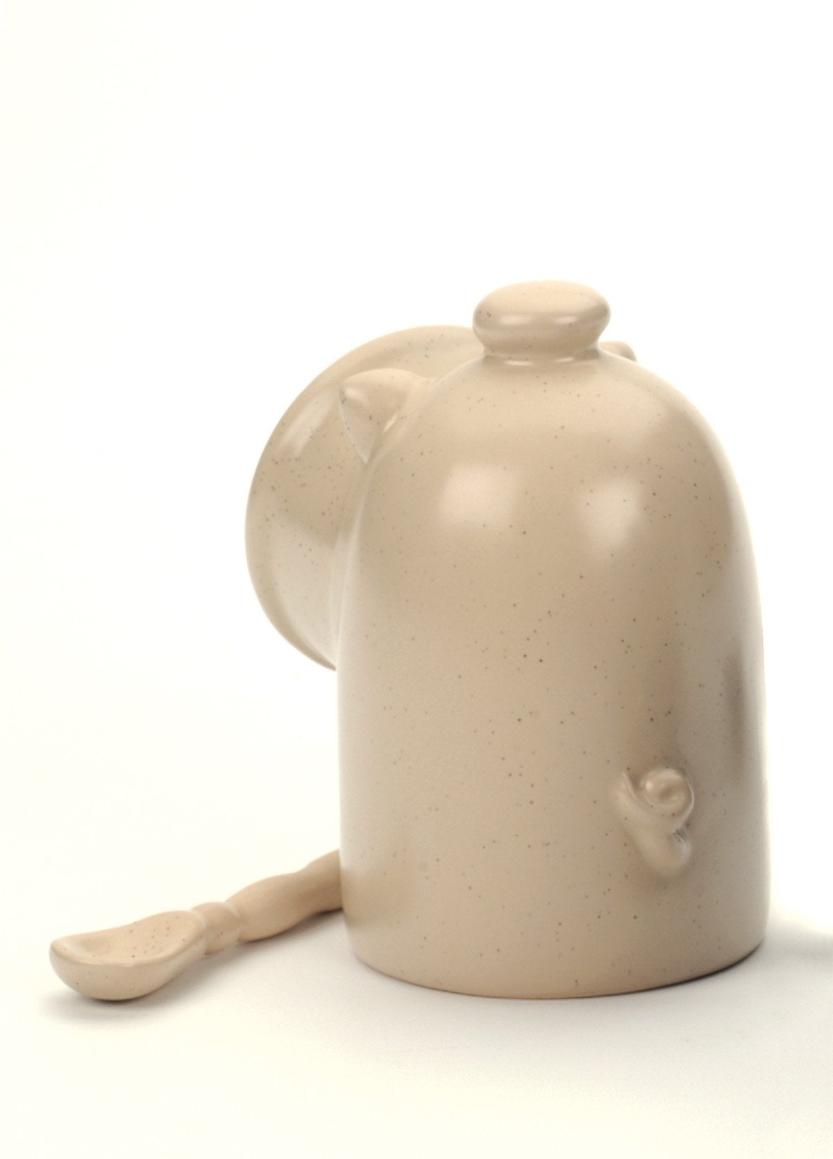 RSVP International Stoneware Salt Pig and Spoon Set, Wide Mouth, Dishwasher Safe, 3x3.25x5", Oatmeal