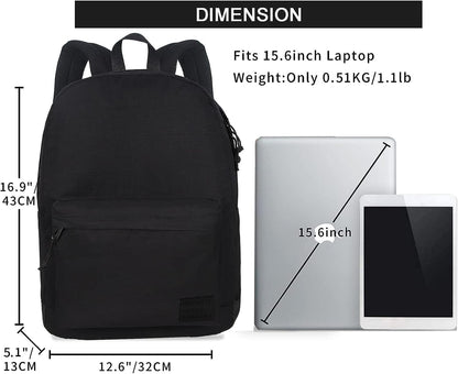 SUPACOOL Casual Laptop Backpack for Men and Women, Classic backpack for College Travel Work, Lightweight Pack Back(black)