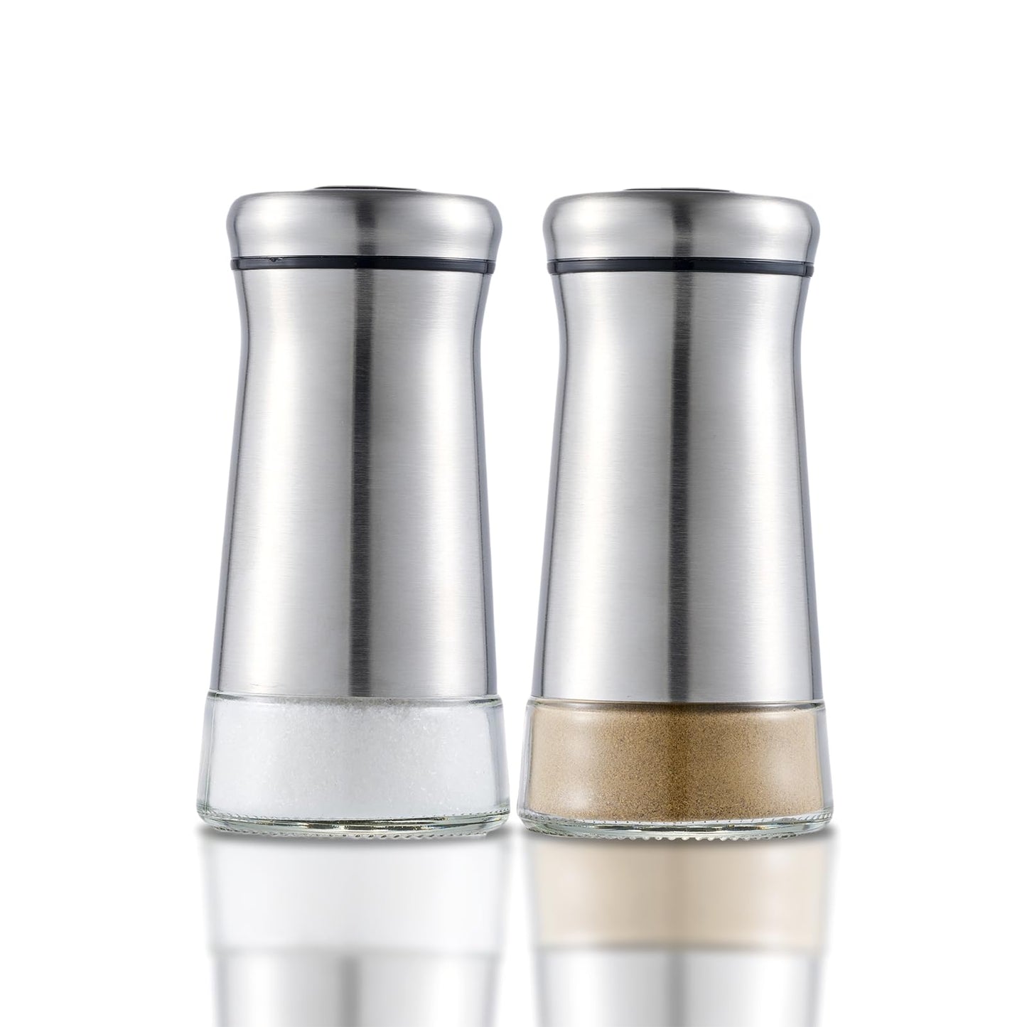 Salt and Pepper Shakers 2pcs with Adjustable Pour Holes Stainless Steel Salt Shaker and Pepper Shaker