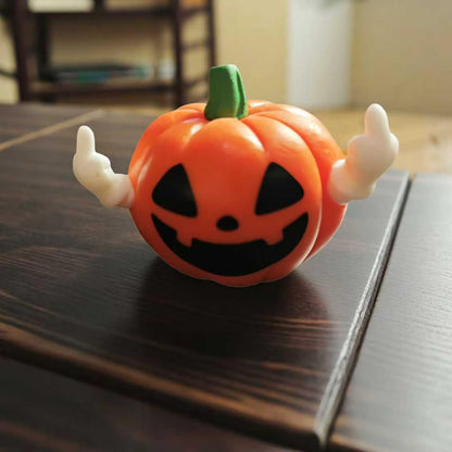BHOOKA Halloween Pumpkin Figurine Funny Ghost Statue for Gift Resin Ghost Sculpture Halloween Tiered Tray Desk Ornaments Decor Spooky Middle Finger Statue for Home Decorations Supplies