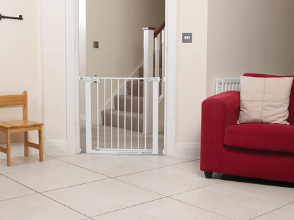 Safety 1st SecureTech Metal Gate, Pressure Fit Safety Gate, Baby Gate for Stairs and Doors, for Widths 73 to 80 cm, extendable up to 136 cm with extensions sold separately, Metal White
