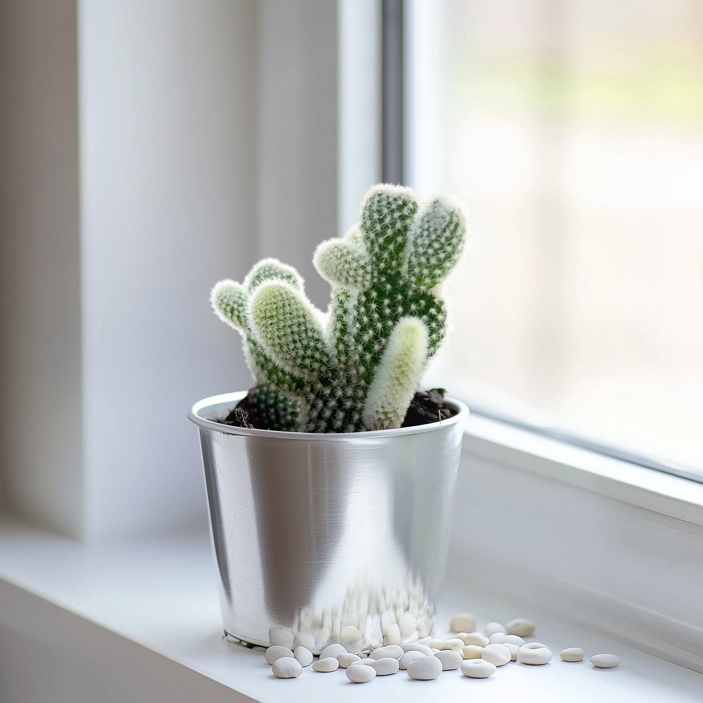 Live Succulent Bunny Ear Cactus, 2 Inch Fully Rooted Potted Plant, Easy Care & Drought Tolerant, Indoor Houseplant for Home Decor