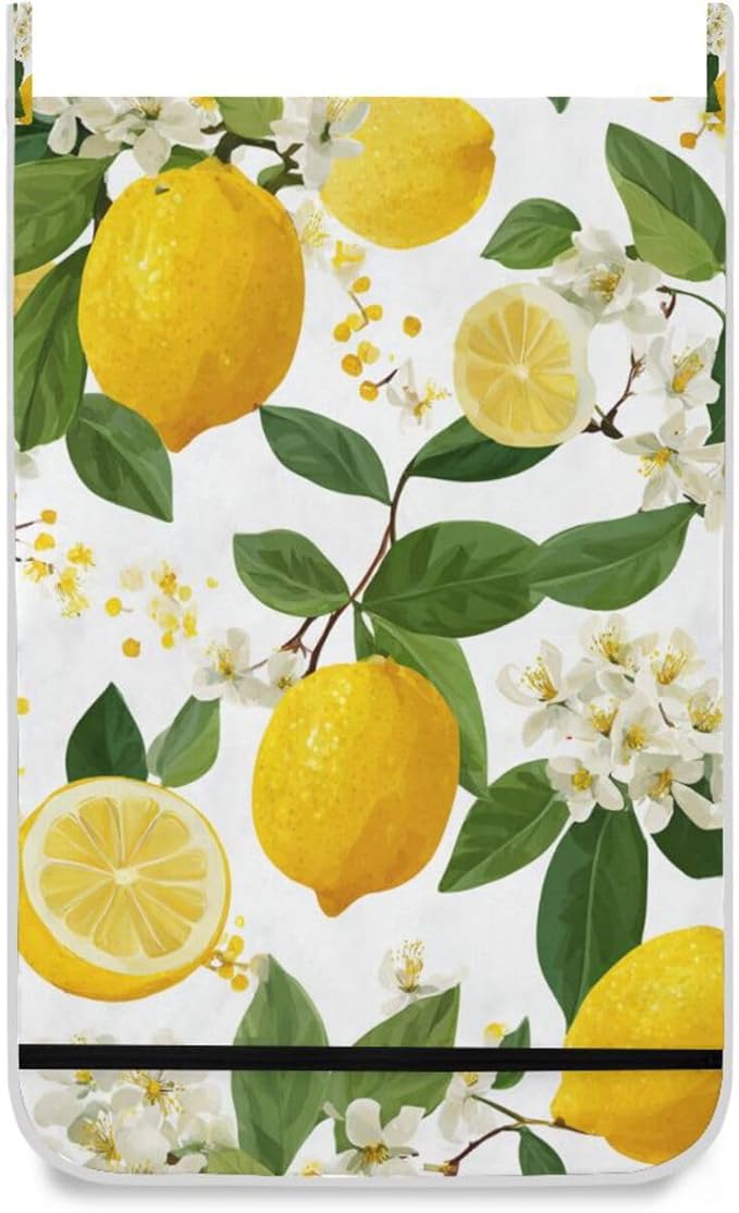 Lemon Branch Flower Hanging Laundry Hamper Door Hampers Bag Basket