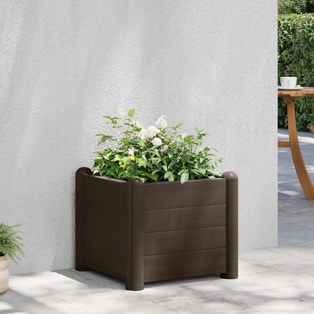 KPOUTRFG Stylish Indoor Outdoor Planter Box with Sleek Mocha Finish and Durable Garden Planter for Patio Square Raised Bed