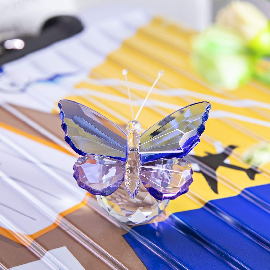 H&D HYALINE & DORA Crystal Butterfly Figurine Collectible Paperweight Home Table Decoration Set