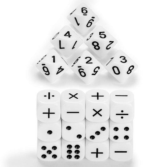 Gejoy 18 Pieces Teaching Dice Set, Include Math Operation, Number and Dot Dice for Math Teaching School Classroom Supplies