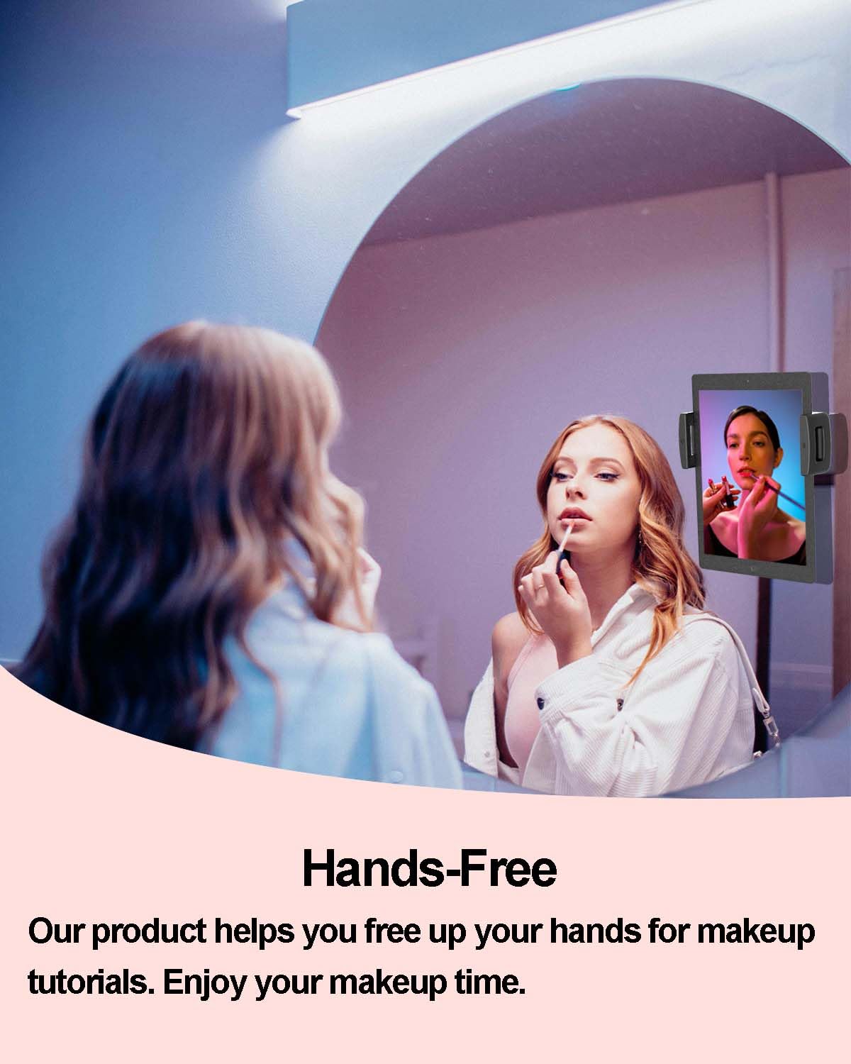 iPad Suction Mount for Tablet Glass Holder for iPad Mirror Mount for Tablet Suction Holder for Pad Glass Stand for iPAD Mirror Stand Pad for Makeup, Yoga, Gym, Kitchen, Tub, Fit 5.5"-12.9" (Dark)