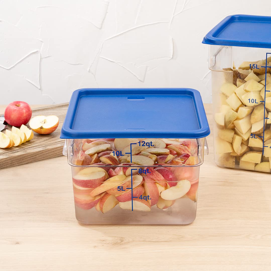 Restaurantware-LIDS ONLY: Met Lux Food Storage Container Lids, 10 Square Marinating Container Lids - Containers Sold Separately, With Date Indicator, Blue Plastic Lids, Dishwashable, Freezable