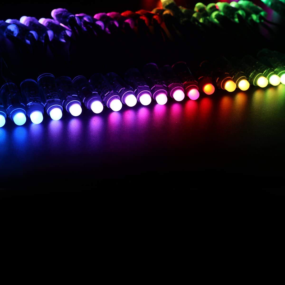 WESIRI WS2811 Diffused Digital RGB LED Pixel Lights Individually Addressable Round DIY LED Pixels Module IP68 Waterproof Green Wire DC12V 50pcs/Set