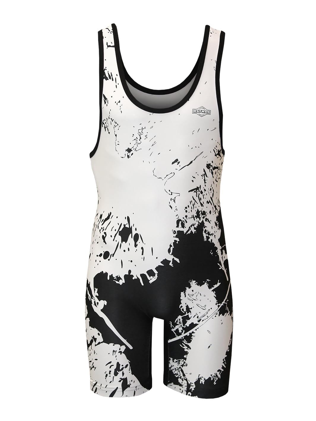 Matman USA The Splatter Men's & Boy's Wrestling - Weightlifting - Exercise Singlet - Made in the U.S.A. (Black, 6X-Small)