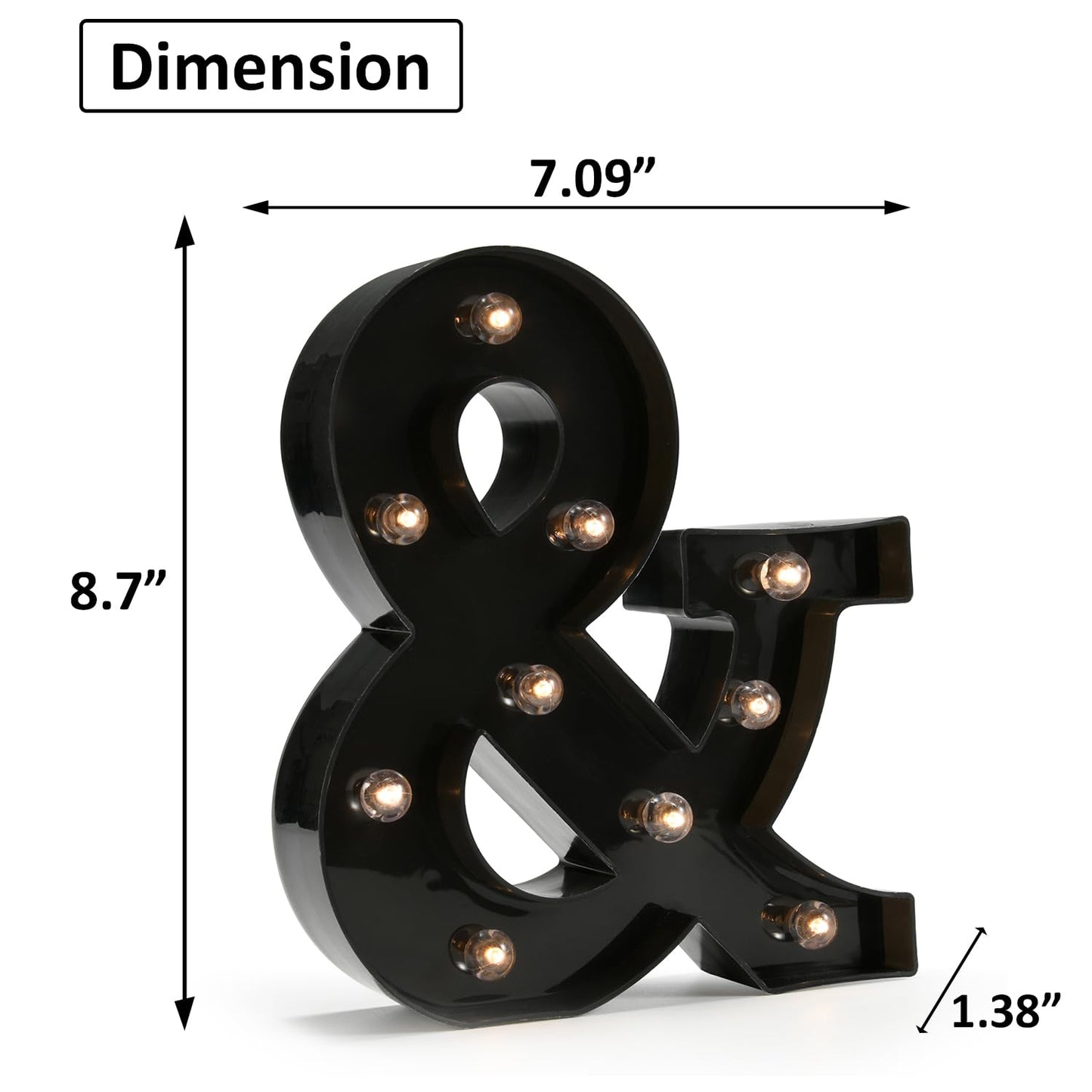 OYCBUZO Light Up Black Alphabet Marquee Letters Sign LED Marquee Number Lights Sign for Night Light Home Bar Christmas Lamp Birthday Party Wedding Decoration &