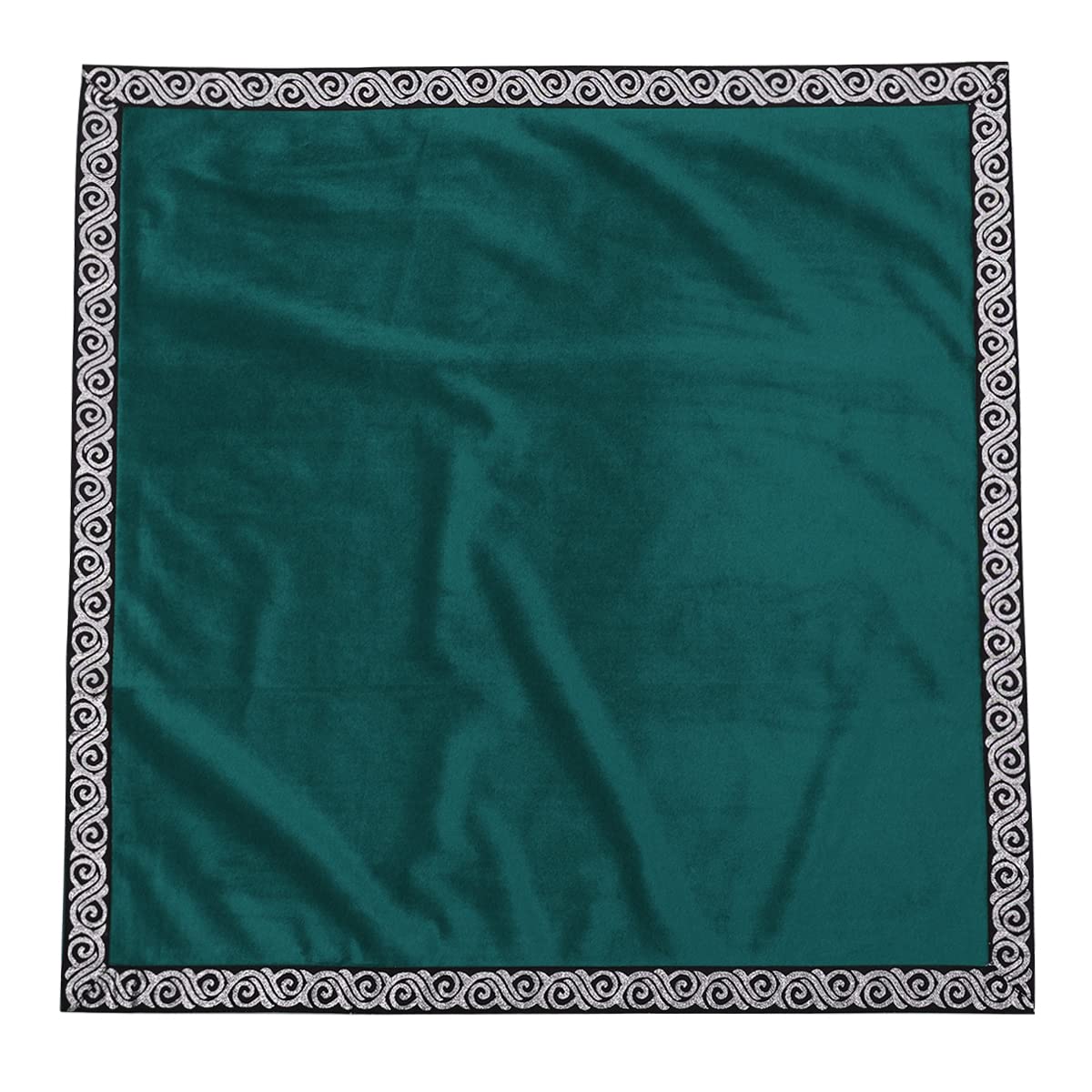 BLESSUME Wicca Square Altar Tarot Table Cloth for Reading with Card Pouch 24.4 * 24.4 inch (Green 1)
