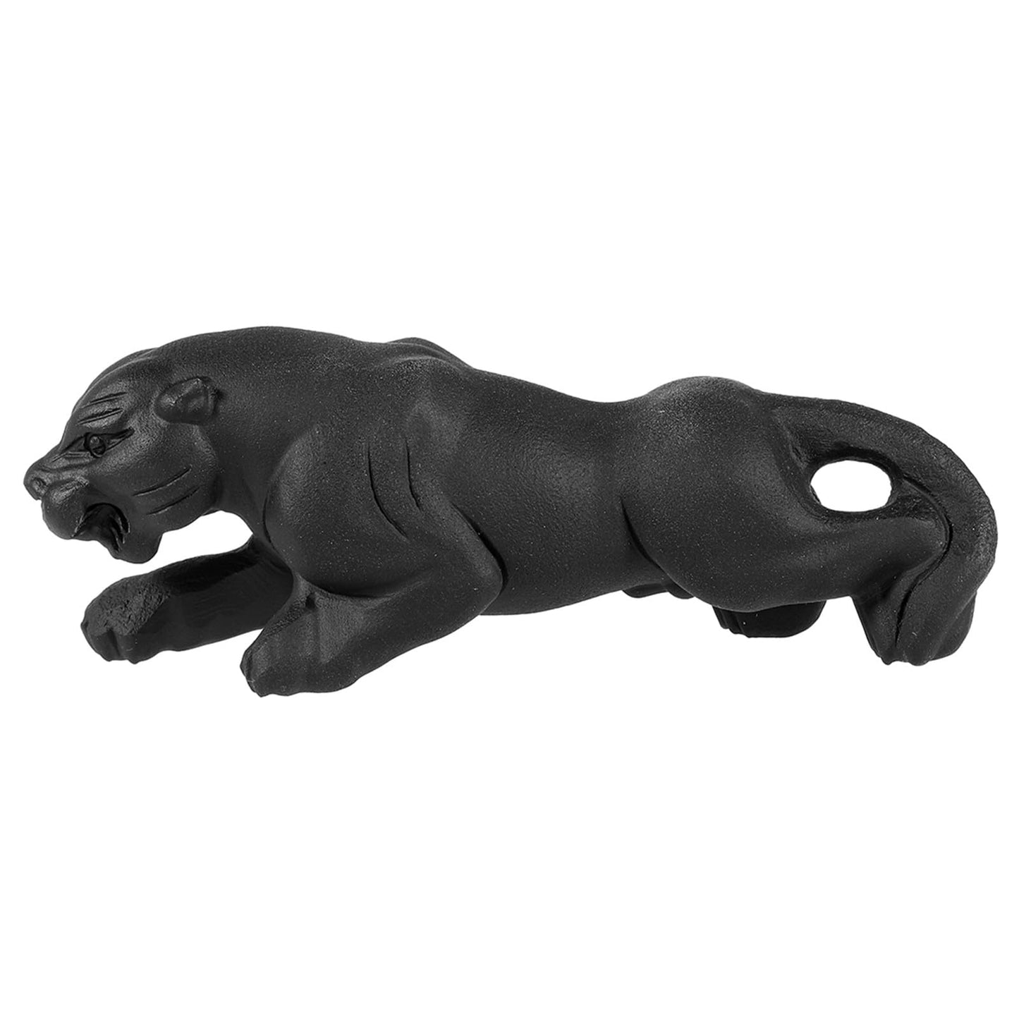 mookaitedecor Black Obsidian Crystal Leopard Figurine, Hand Carved Panther Animal Stone Statue Sculpture Ornament for Home Decor Collectible