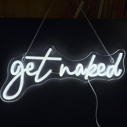 QiaoFei Led Get Naked Neon Sign Letters USB Powered Neon Lights for Room Home Bar Art Wall Decor Party Window Living Room Decor Christmas Gift (White)