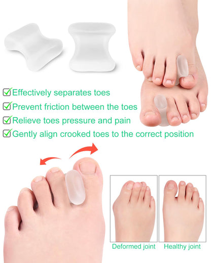PGRODE 12 Pack Gel Toe Separators Silicone Toe Spacers for Women Men Bunion Corrector Toe Pain Relief, Toe Alignment, Soft Toe Spacer for Crooked Toes, Overlapping Toes, Hammertoe Correction (Small)
