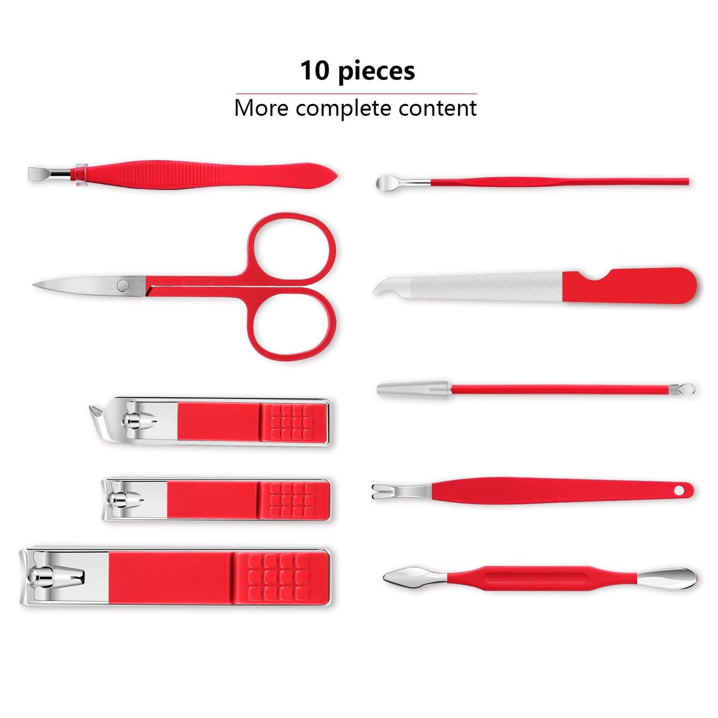 Manicure Set, Travel Mini Nail Clippers Kit Pedicure Care Tools, 10pcs Stainless Steel Grooming kit (Pink)
