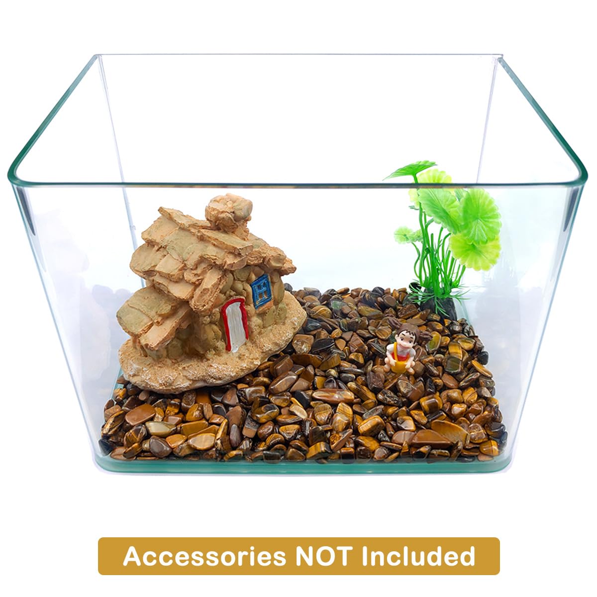Decorative Rocks, 1 Lb/460g (Fill 0.9 Cup) Tiger's Eye Stones Irregular Gem Pebbles Quartz Gravel for Aquarium Turtle Tank Decoration/Succulent Plants Ornament/Flowerpot Vase Landscape