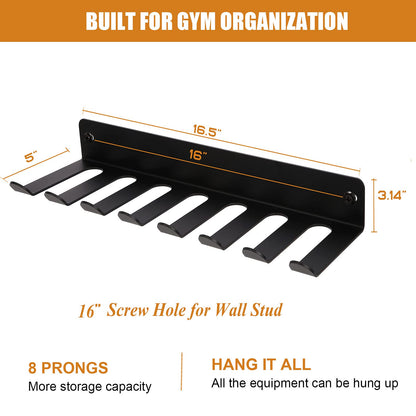 Multi-Purpose Storage Rack Resistance Bands Rack Gym Storage Rack Fitness Bands Rack Heavy Duty Rack for Resistance Bands, Straps, Jump Ropes, Foam Rollers, Chains, Weight Belts, Tools (M-17)