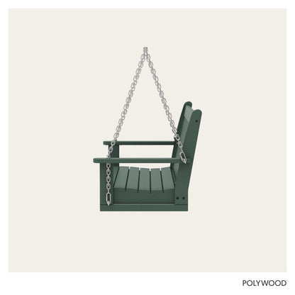 POLYWOOD Vineyard 5-Foot Porch Swing, Heavy Duty HDPE Outdoor Hanging Bench, Patio Swing for Adults Kids, Deck Garden Furniture, Green