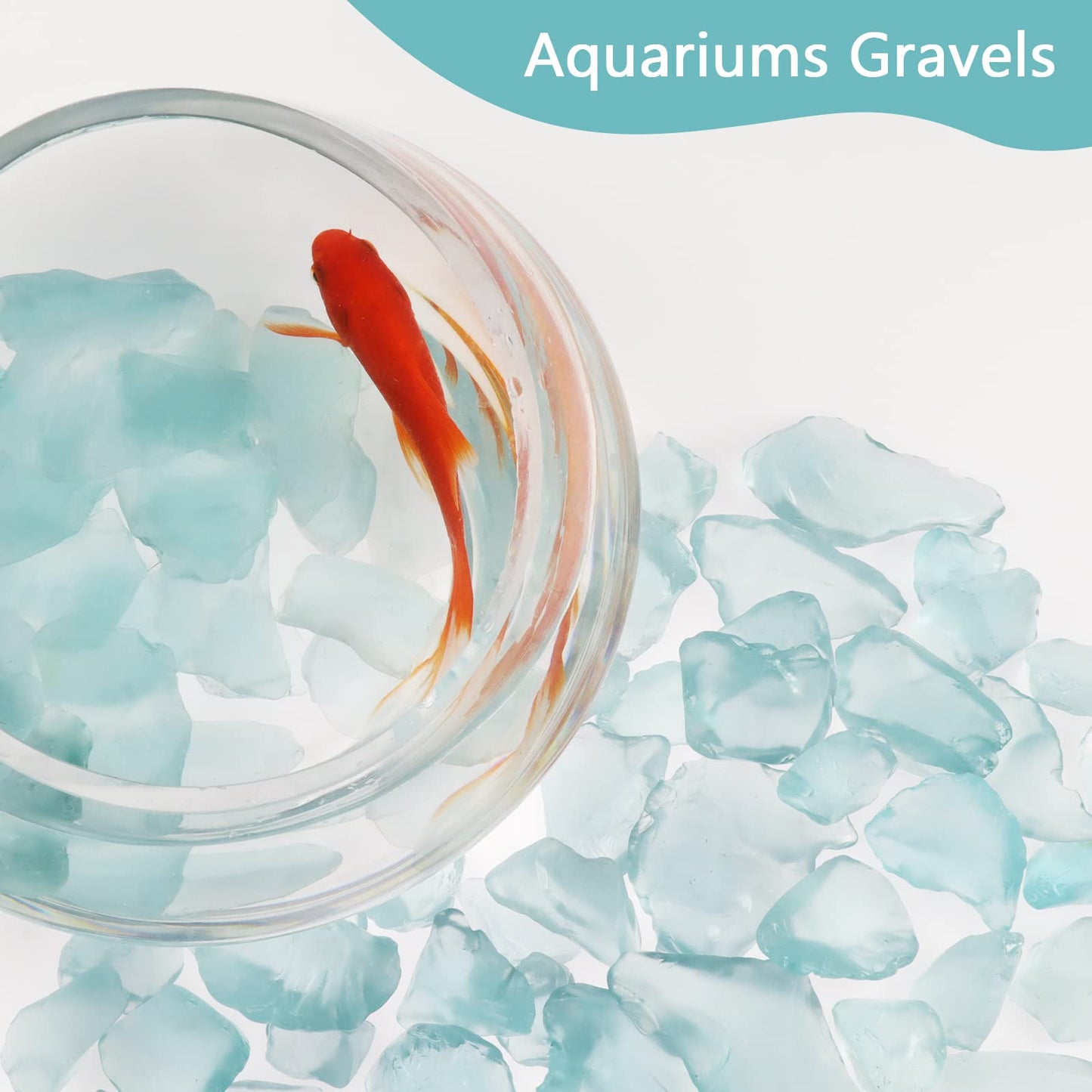 Ausluru 10LB Frosted Sea Glass Vase fillers Crushed Glass, Sea Glass Ideal for Christmas DIY Craft, Aquarium Gravels, Crushed Sea Glass Pieces for Beach Wedding, 0.7-3" (5LB Turquoise + 5LB Clear)