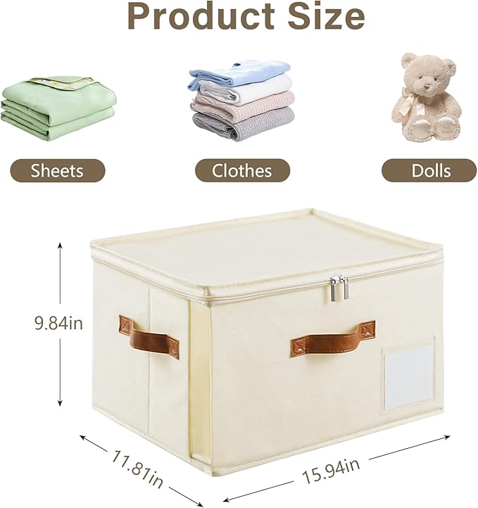 4 Pack Large Storage Bins with Lids, Foldable Closet Organizer with Clear Window