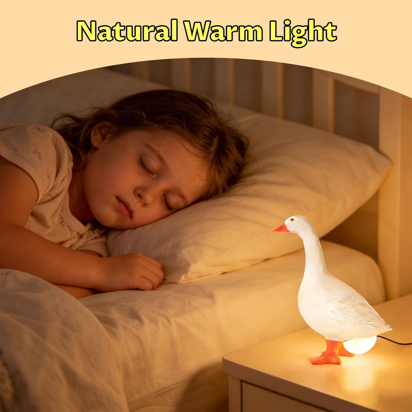 OVIDOLY 7 inches Desk Goose Egg Lamp Funny Goose Egg Resin Night Light Lifelike Table Lamp with USB Christmas Birthday Gifts (Desk Goose)