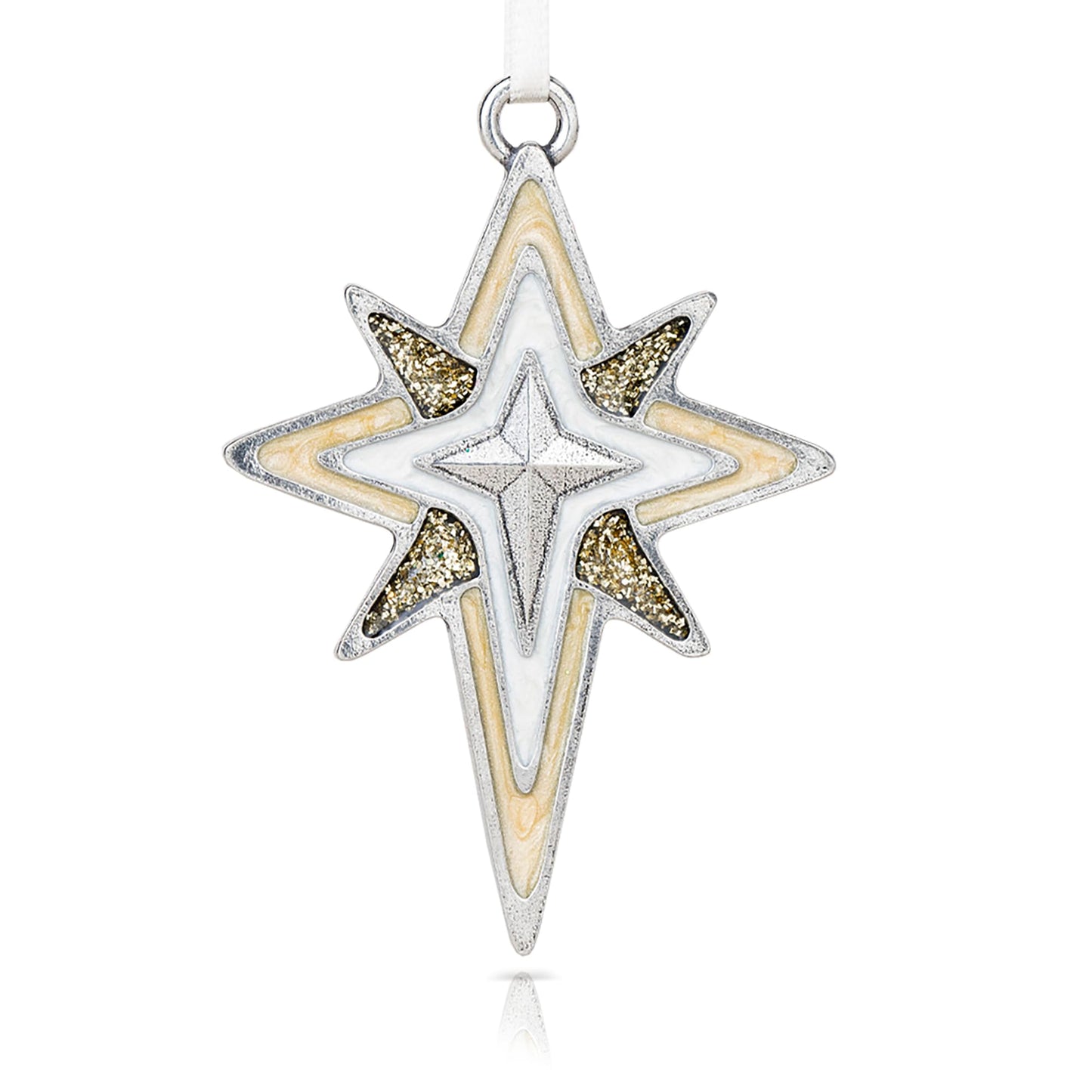 Danforth Star of Bethlehem Pewter Christmas Ornament, Bright, Sparkling Christmas Tree Decoration, Christian, Handmade in USA, Fine Pewter, 2 ⅜” Tall by 1 7/8” Wide