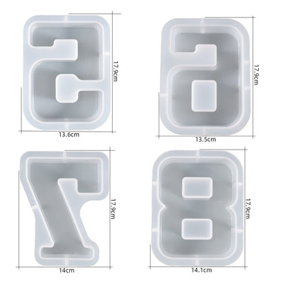 ESEDAGE 7 inch Number Resin Mold 7 Inches 9 Pack Arabic Alphabet Mold 0-9 Alphabet Mold Silicone Mold for Resin Handmade Letter Resin Casting Mold Alphabet Soap Making Molds