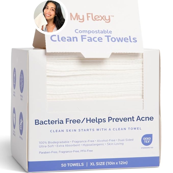 Disposable Face Towels XL for Skin Care & Makeup Removal – 100% Biodegradable