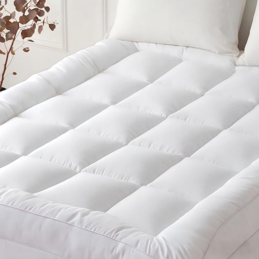 TerraSera Thick Mattress Topper Bed Topper Soft Pillow Top Mattress Topper Mattress Pad with Deep Pocket Breathable Machine Washable Durable Polyester(Full)