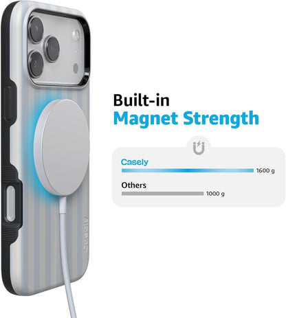 Casely iPhone 17 Pro Case | Blue Stripes | Sunday Best | Compatible with MagSafe | Bold Protective Design