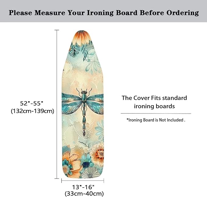 Mandala Flower Dragonfly Ironing Board Cover and Pad 15 X 54 Thick Padding