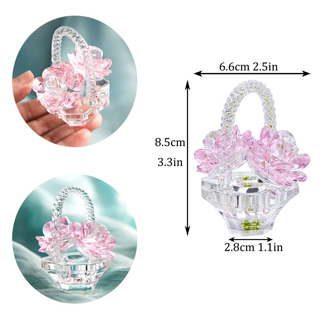 Crystal Rose Flower Figurine Handcrafted Glass Gift for Women